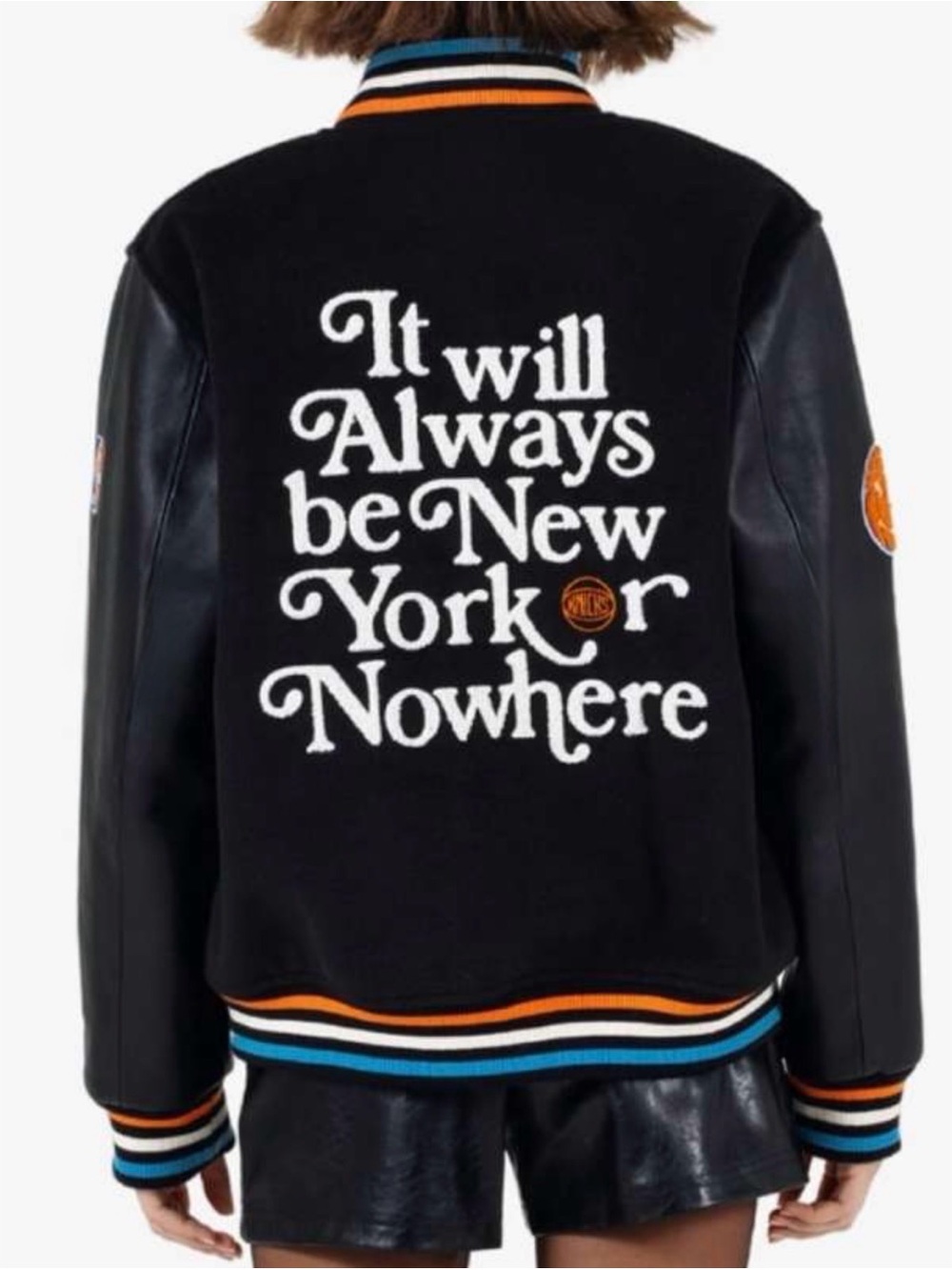 New York Knicks Jacket ~ Embroidered Black Varsity Jacket ~ New with Tags